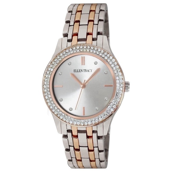 ELLEN TRACY • Duotone Silver Rose Gold Watch Includes Box Ready To Wear - Picture 1 of 3